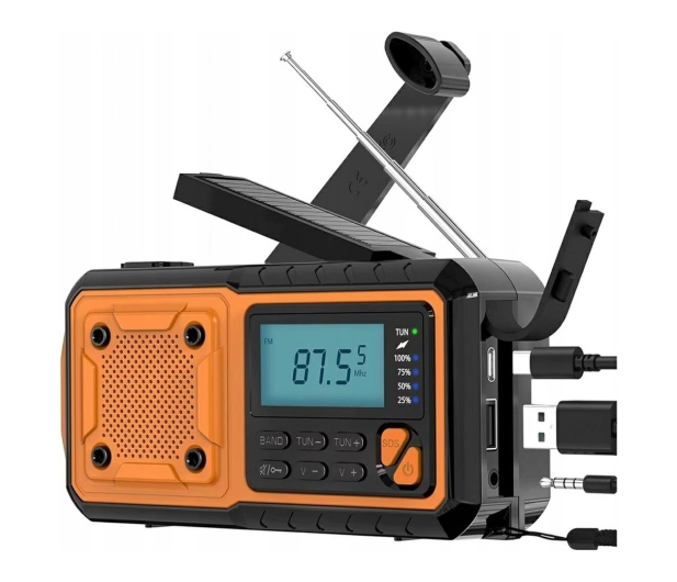 NO NAME Radio awaryjne AM/FM IPX3 z dynamem, latarką, powerbankiem i - 1583856 - zdjęcie 4